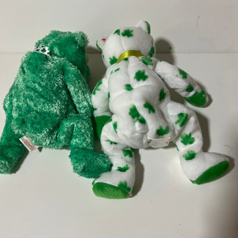 Ty Beanie Babies St Patricks Day Bear Lot Erin Shamrock‎ Clover Luck-e 6pc Set - Picture 8 of 16